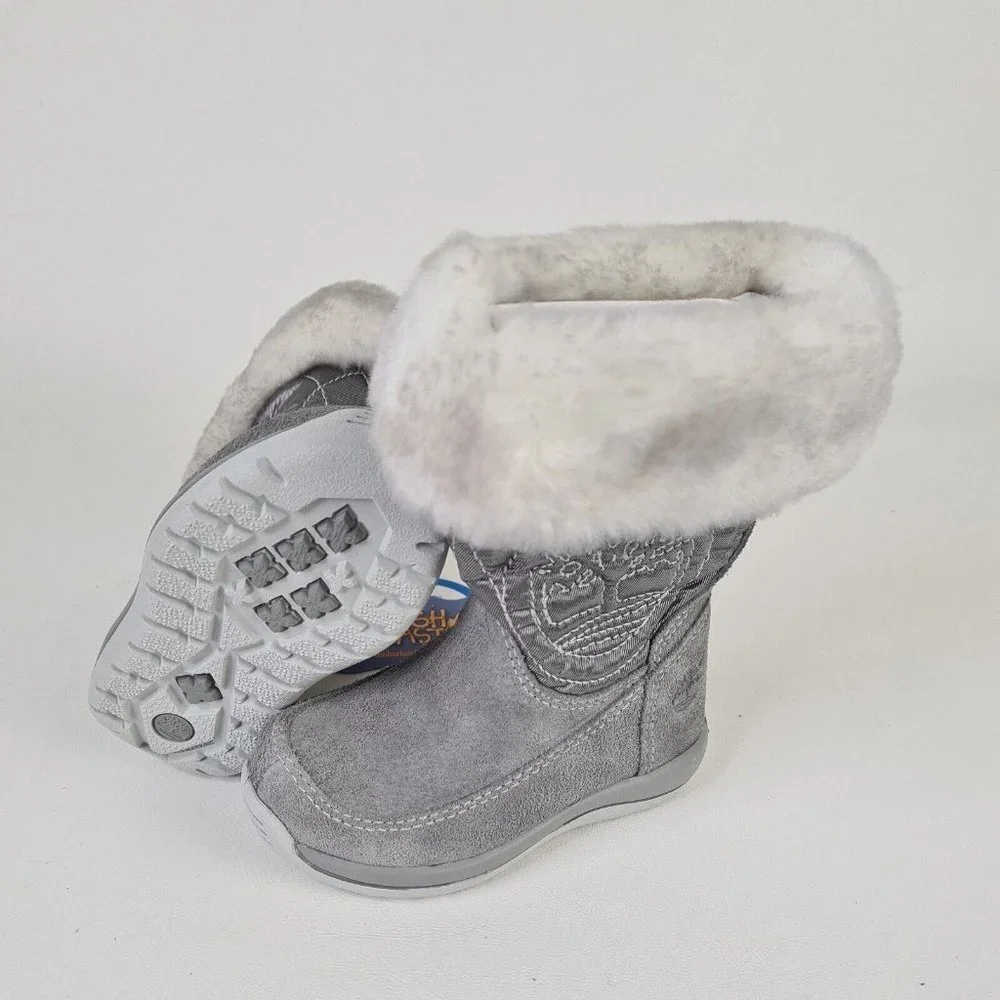 Timberland TODDLERS Boots Winter Holly Berry Tall Fur Leather Grey - Picture 11 of 12